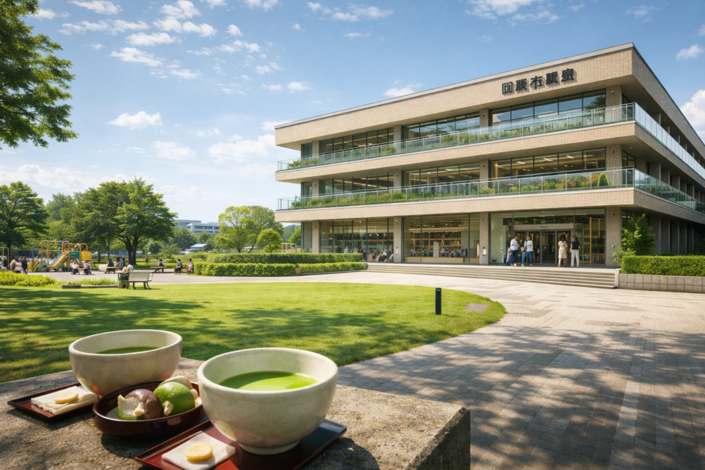 西尾市の図書館と抹茶