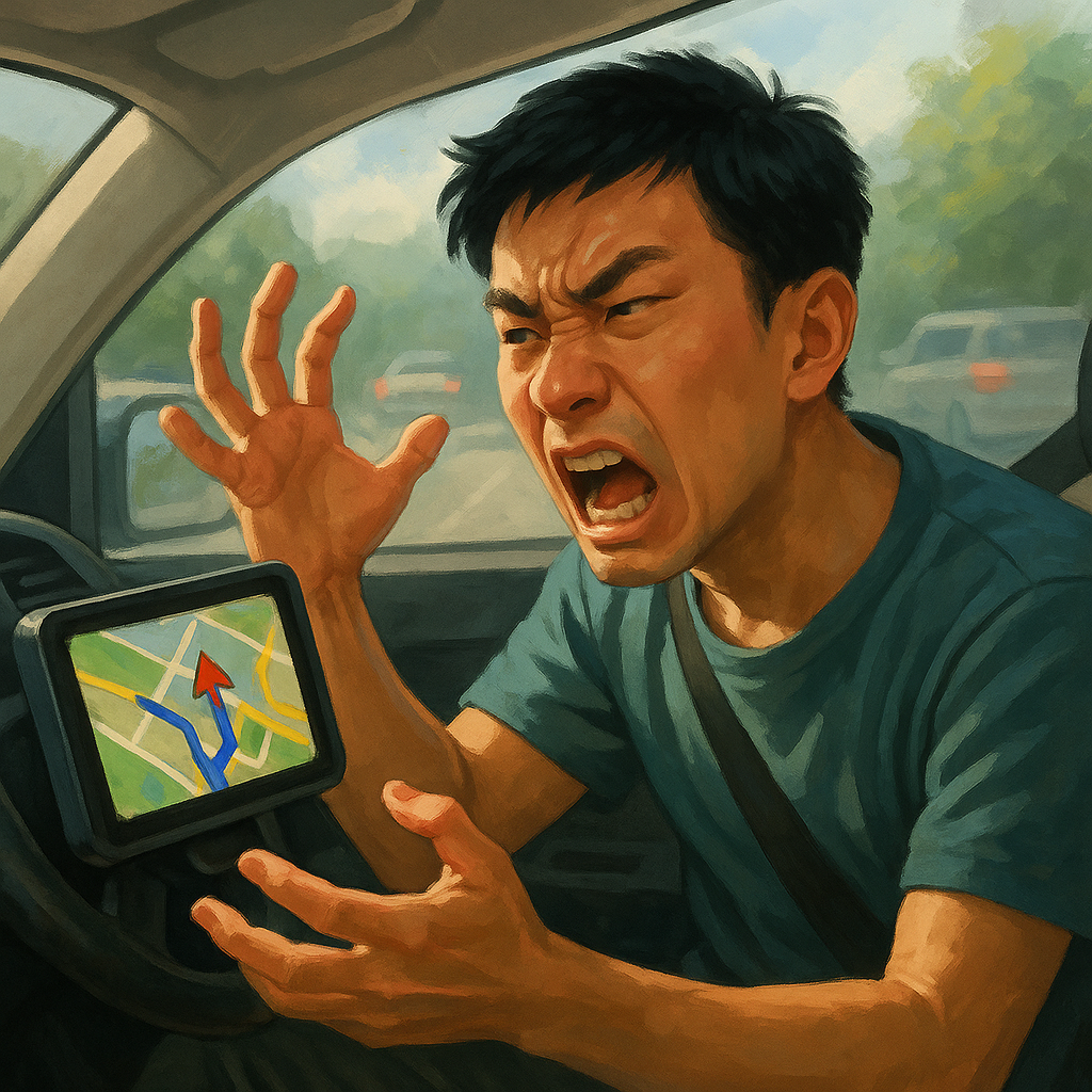 カーナビにブチ切れる男