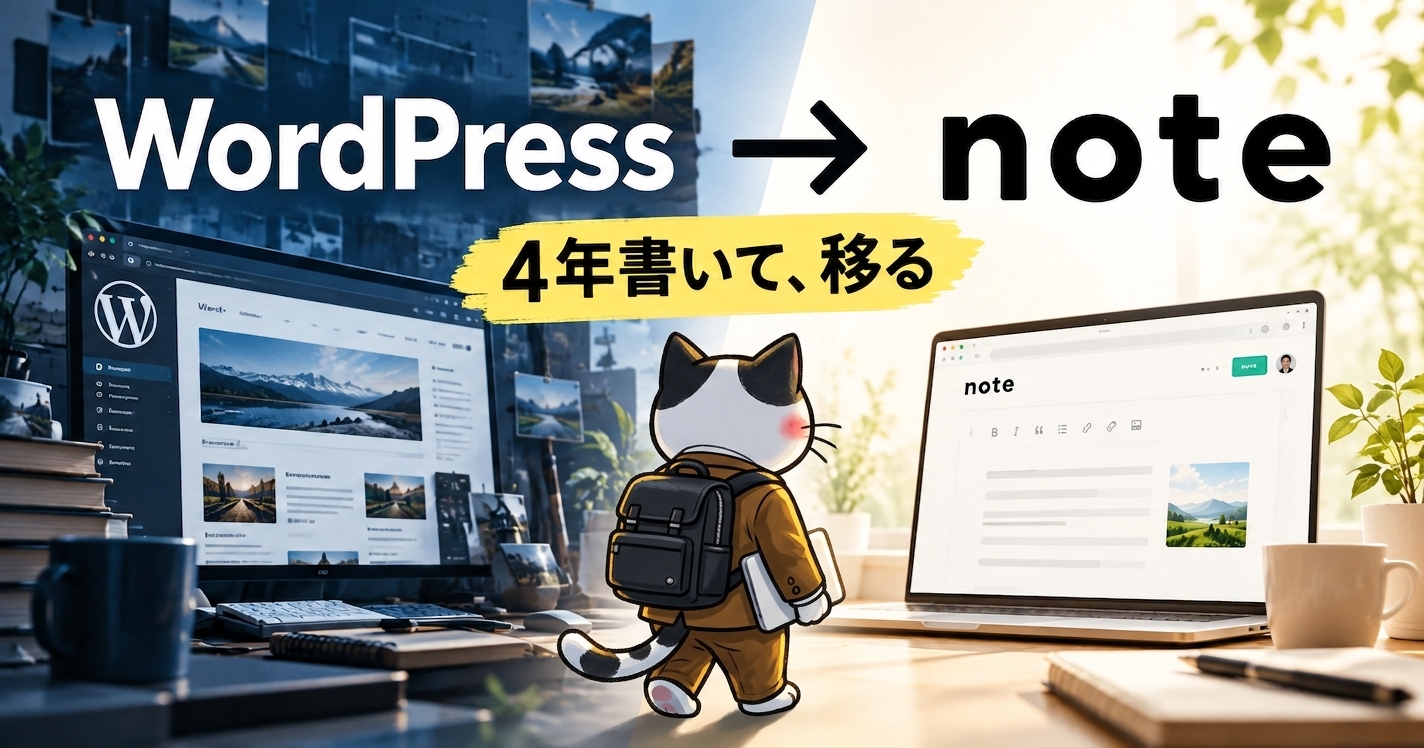 ワードプレスからノートにいく猫